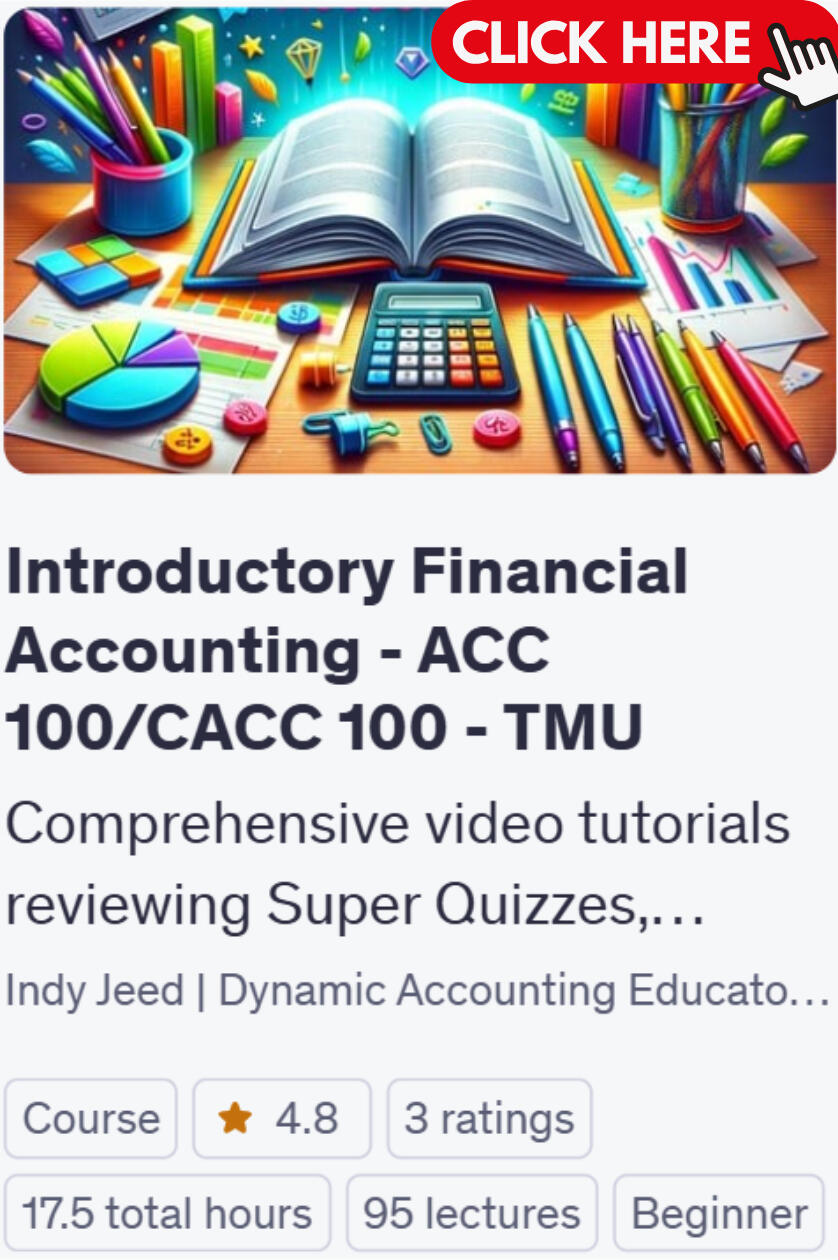 Introductory Financial Accounting - ACC 100/CACC 100 - Toronto Metropolitan University (TMU) - Comprehensive video tutorials rev Embark on a transformative learning journey at Toronto Metropolitan University and The Chang School with our ACC 100/CACC 100 course, meticulously crafted to ensure your success. Our teaching methods go beyond the ordinary, offering a unique and engaging a